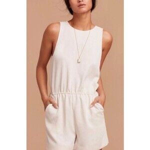 Wilfred Aritzia Birch Ivory sleeveless shorts romper w/ pockets Size XXS
